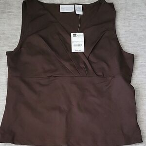 Worthington Dark Brown Sleeveless Blouse